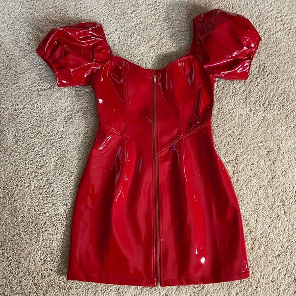 Fashion Brand Company Red Vinyl Dress NWOT - Picture 2 of 8
